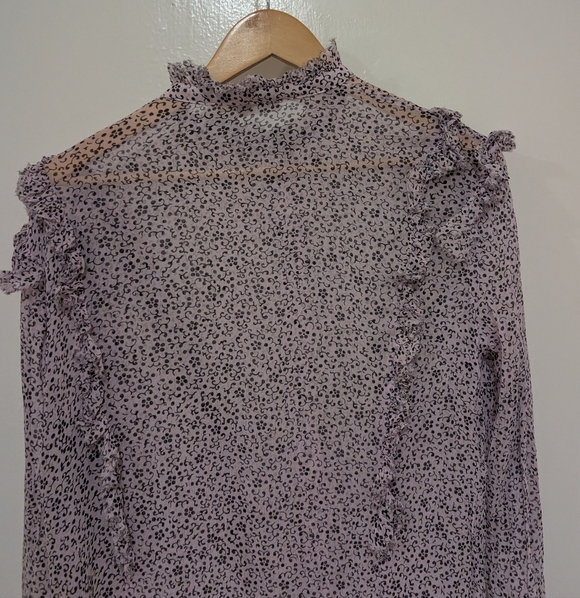 Zadig & Voltaire Purple Ruffled Floral Tweet Goa Sheer Blouse - Picture 7 of 14